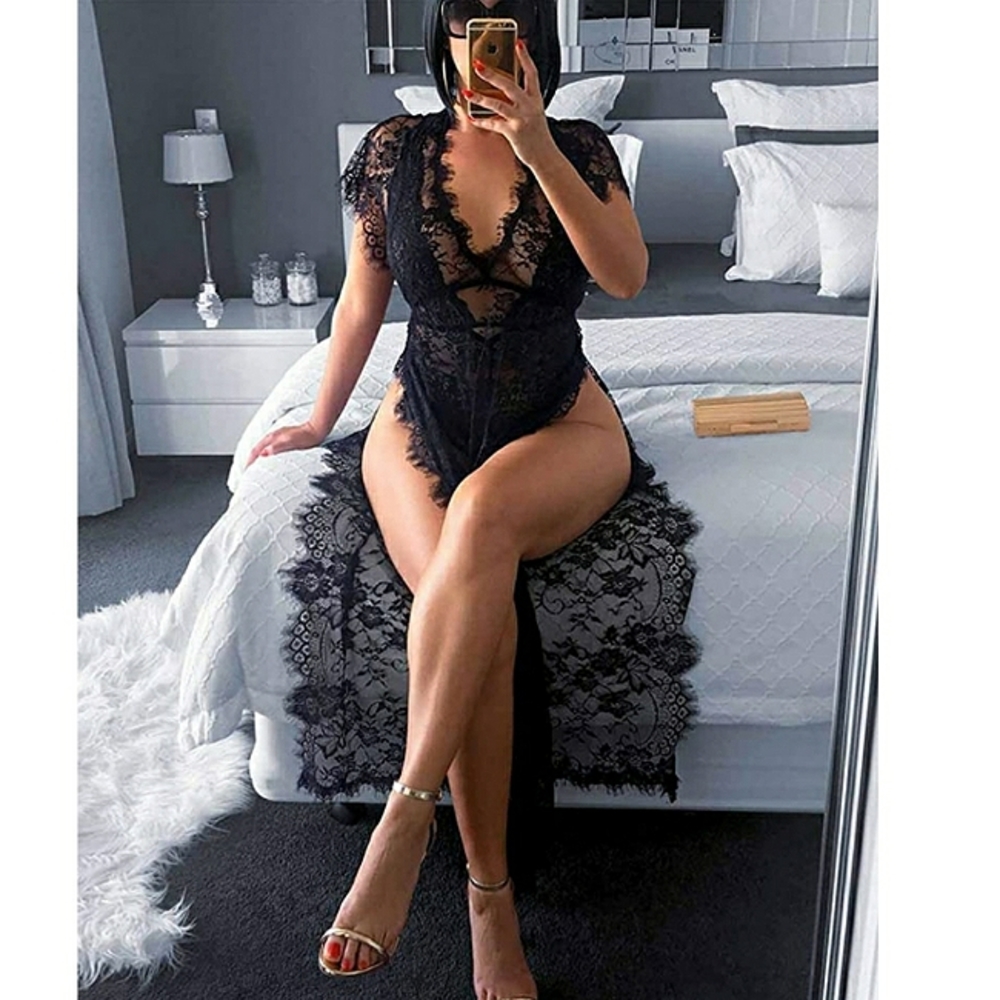 Lace Floral Long Maxi Beach Dress Swimwear Bikini Cover Up